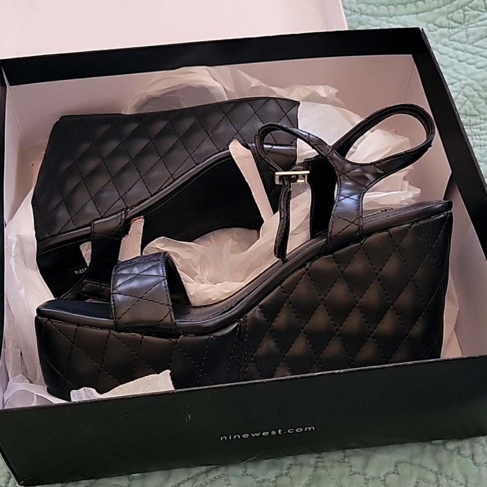 Nine West Nila Black Wedge Heels
